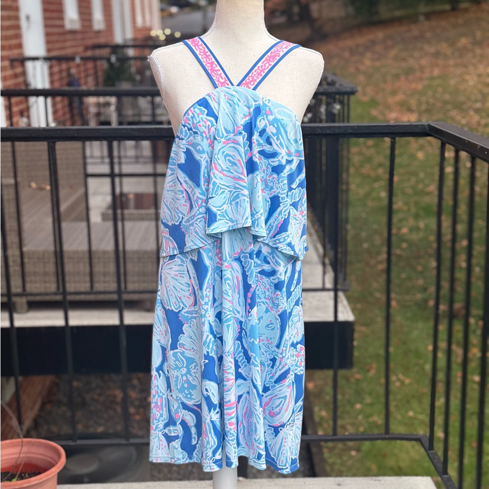 Lilly Pulitzer Bay Blue Into The Deep Engineered Shay Dress Size XL Resortwear - Picture 3 of 10